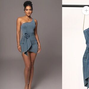 Denim one shoulder dress